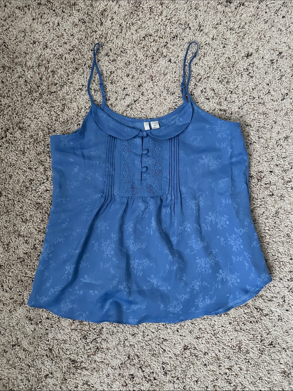 Blue Floral Sleeveless Camisole Top - Unknown Brand